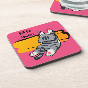 Funny Cat, Fat Cat, Funny Script, Modern Trendy T Coaster