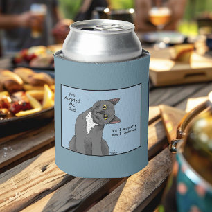Funny Cat Father’s Day Grey Cat Blue Can Cooler