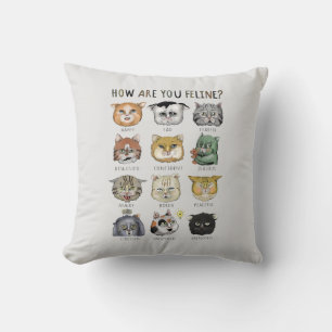 Funny Cat Feelings Chart How Are You Feline? Cushion