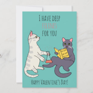 Funny cat felines pun illustration Valentine’s Day Holiday Card