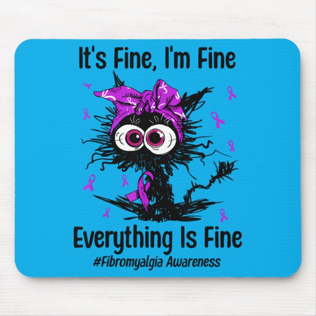 Funny Cat Fibromyalgia Awareness Fibro Warrior Mouse Mat (Front)