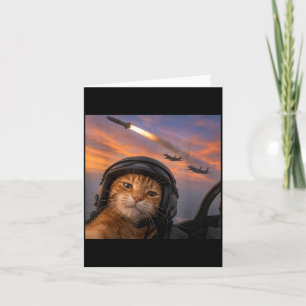 Funny Cat Fighter Pilot Selfie Squad Meme Kitty Card