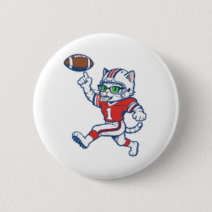 Funny Cat Football Player 6 Cm Round Badge