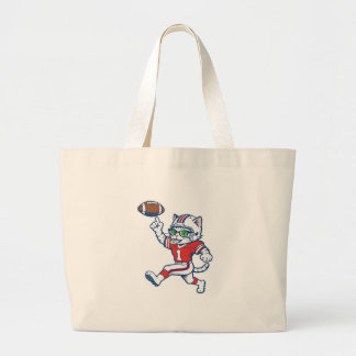 Funny Cat Football Player Large Tote Bag