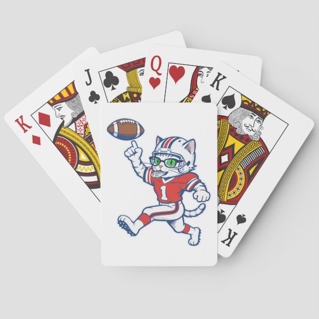 Funny Cat Football Player Playing Cards (Back)