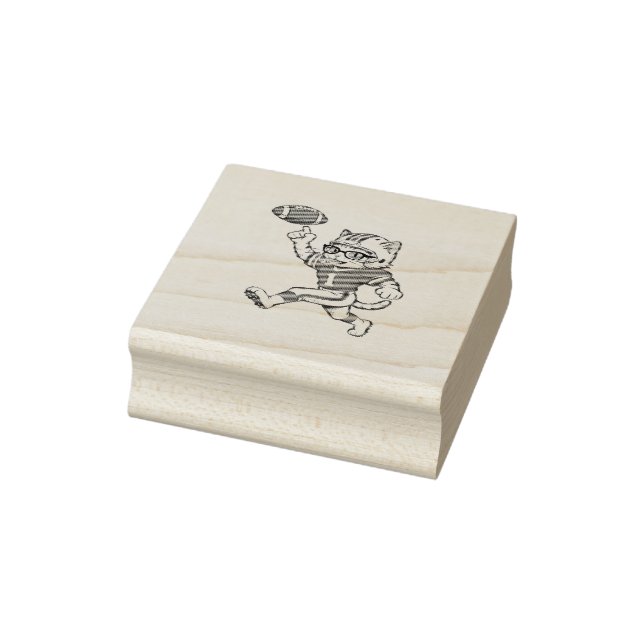 Funny Cat Football Player Rubber Stamp (Stamp)