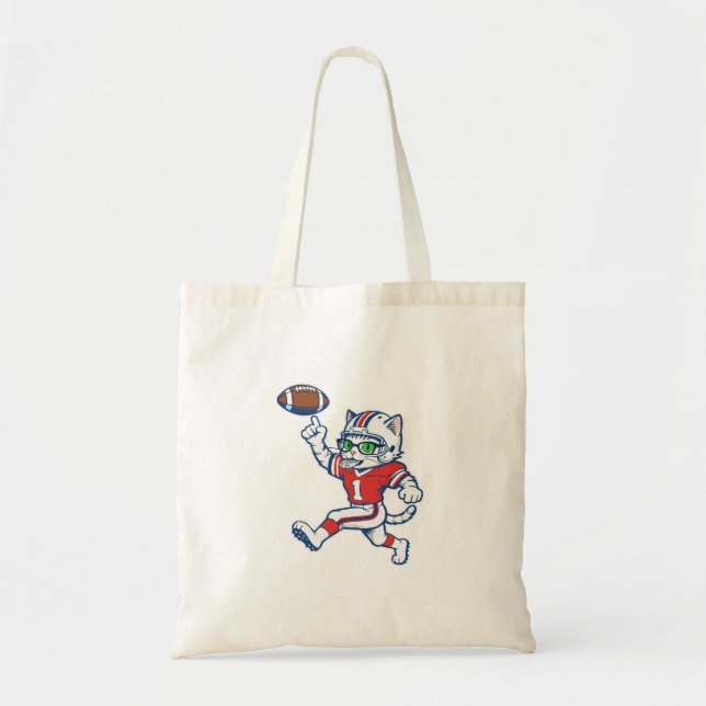 Funny Cat Football Player Tote Bag (Front)