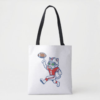 Funny Cat Football Player Tote Bag