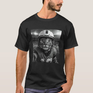 Funny Cat Football Sports Portrait Meme T-Shirt