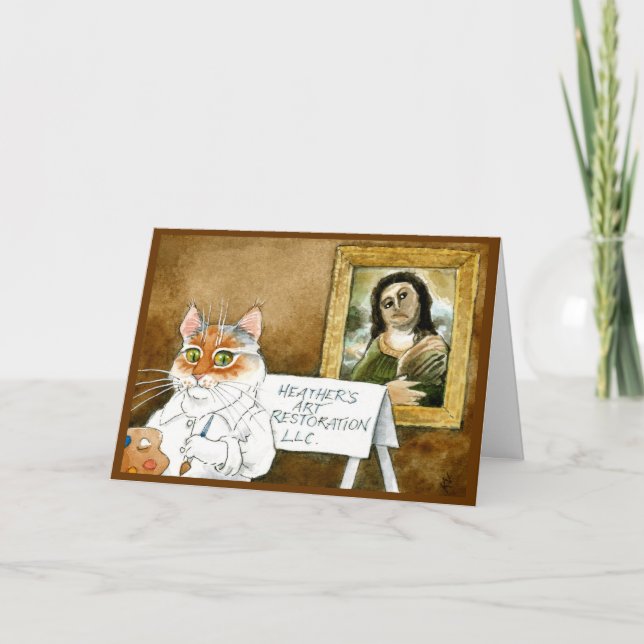 Funny cat fresco restoration Thank You card (Front)