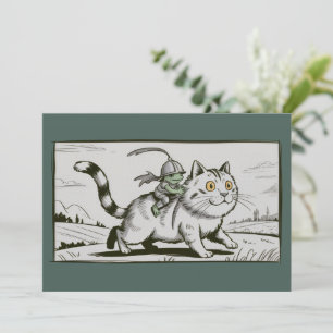 Funny Cat Frog Meme Medieval Vintage  Invitation