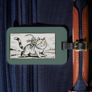 Funny Cat Frog Meme Medieval Vintage Luggage Tag