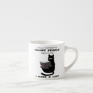 FUNNY CAT, Funny Black Cat Sayings, Cat read book Espresso Cup