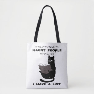 FUNNY CAT, Funny Black Cat Sayings, Cat read book Tote Bag