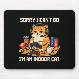 Funny Cat Gamer Indoor Introvert Lazy Humour Pixel Mouse Mat