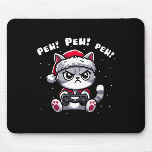 Funny Cat Gamer Pew Video Game Christmas Boys Kids Mouse Mat