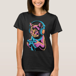 Funny Cat Gaming Video Gamer Cat T-Shirt