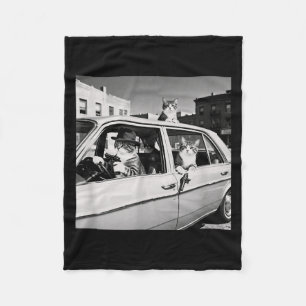 Funny Cat Gang Vintage Cool Feline Design Retro Fleece Blanket