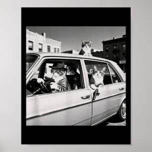 Funny Cat Gang Vintage Cool Feline Design Retro Poster