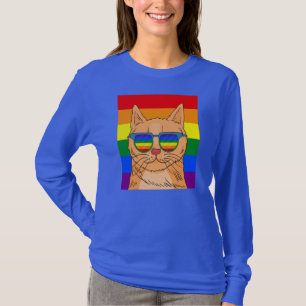 Funny Cat Gay Pride Cute LGBT Animal Pet Lover  T-Shirt