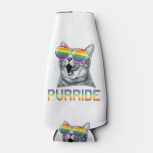 Funny Cat Gay Pride Rainbow Sunglasses LGBTQ Bottle Cooler