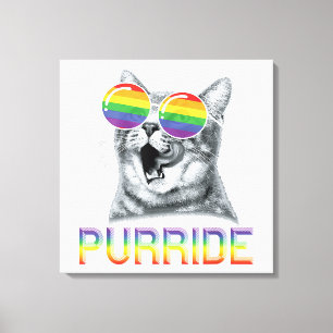 Funny Cat Gay Pride Rainbow Sunglasses LGBTQ Canvas Print