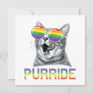 Funny Cat Gay Pride Rainbow Sunglasses LGBTQ  Invitation