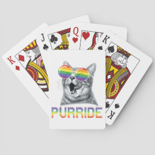 Funny Cat Gay Pride Rainbow Sunglasses LGBTQ Playing Cards