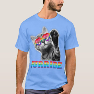 Funny Cat Gay Pride Rainbow Sunglasses LGBTQ T-Shirt