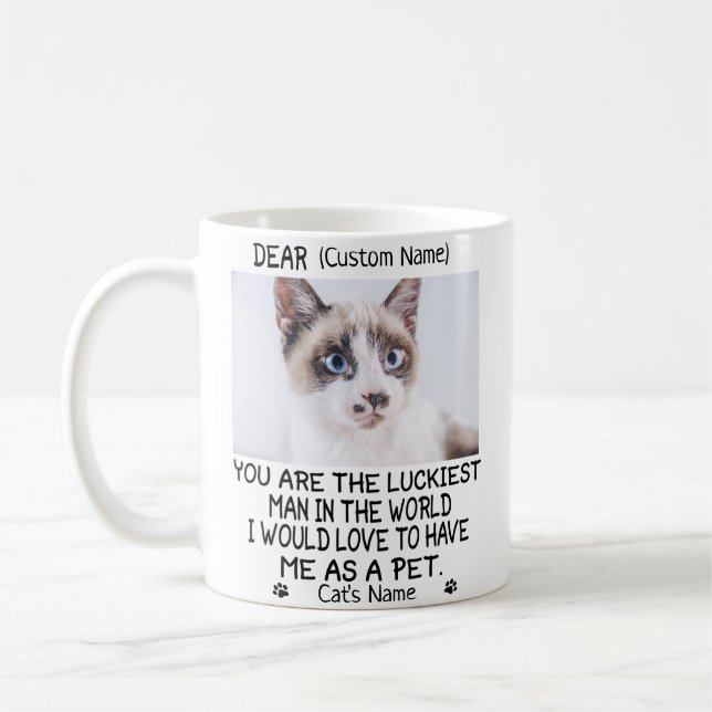 funny cat gift, Personalised cat's photo and name Coffee Mug (Left)