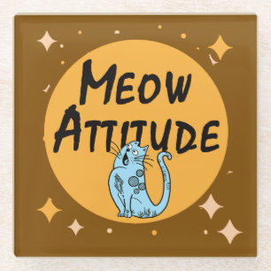 funny cat glass coaster
