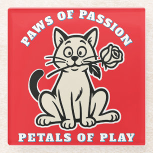 funny cat glass coaster