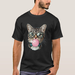 Funny Cat Glasses Bubblegum T-Shirt