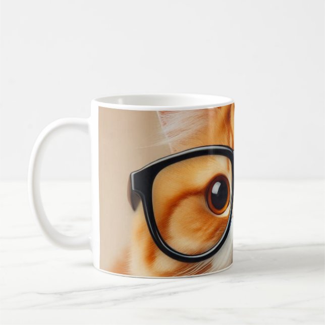 Funny cat glasses coffee mug (Left)