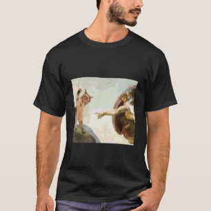 Funny Cat God Creation of Adam Jesus Gen Z Meme T-Shirt