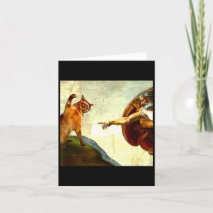 Funny Cat God Creation Of Adam Meme Jesus Christia Card