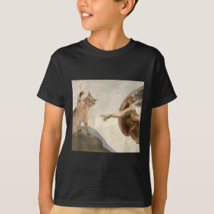 Funny Cat God Creation Of Adam Meme Jesus T-Shirt