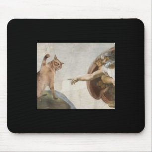 Funny Cat God Creation Of Adam Meme Michelangelo J Mouse Mat