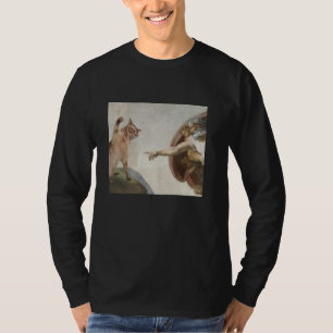 Funny Cat God Creation of Adam meme michelangelo j T-Shirt