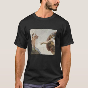 Funny Cat God Creation of Adam meme michelangelo j T-Shirt