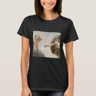 Funny Cat God Creation Of Adam Meme Michelangelo J T-Shirt