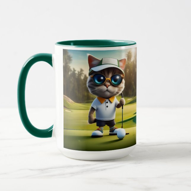 Funny Cat Golf Player, Mug (Left)