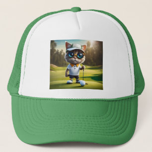 Funny Cat Golf Player, Trucker Hat