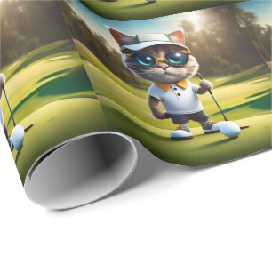 Funny Cat Golf Player, Wrapping Paper