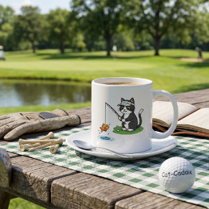 Funny Cat Golfer Fishing Water Hazard Coffee Mug