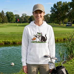 Funny Cat Golfer Fishing Water Hazard Hoodie