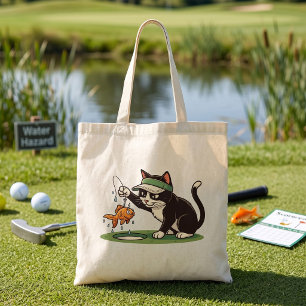 Funny Cat Golfer Fishing Water Hazard Tote Bag