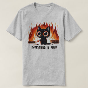 Funny Cat Graphic Tee - Everything is fine