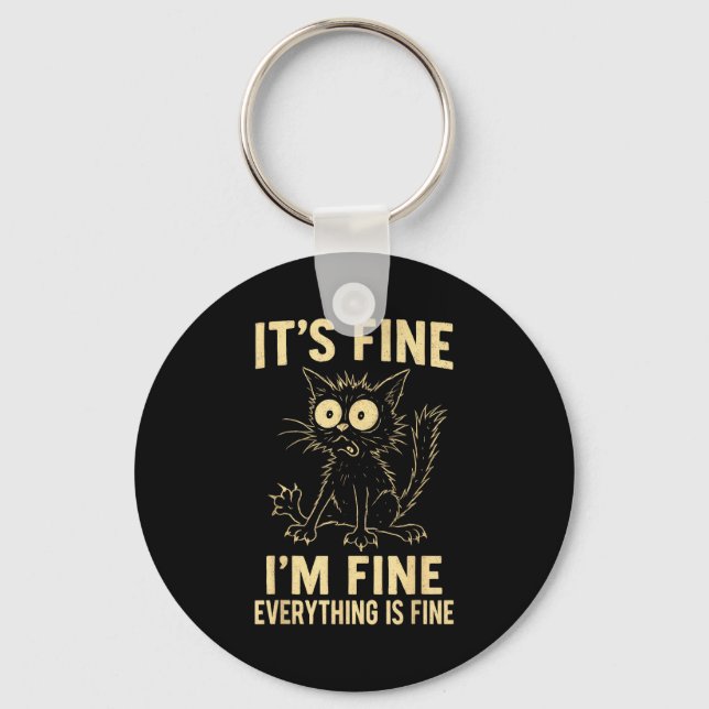 Funny Cat Graphic Tee Men Women Kids Weird Crazy M Key Ring (Front)