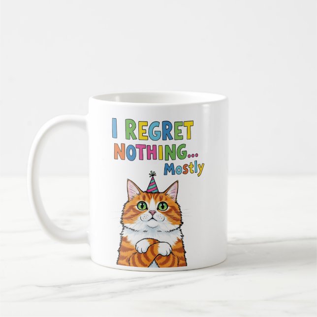  Funny Cat Graphic with Quirky Text T-Shirt Coffee Mug (Left)